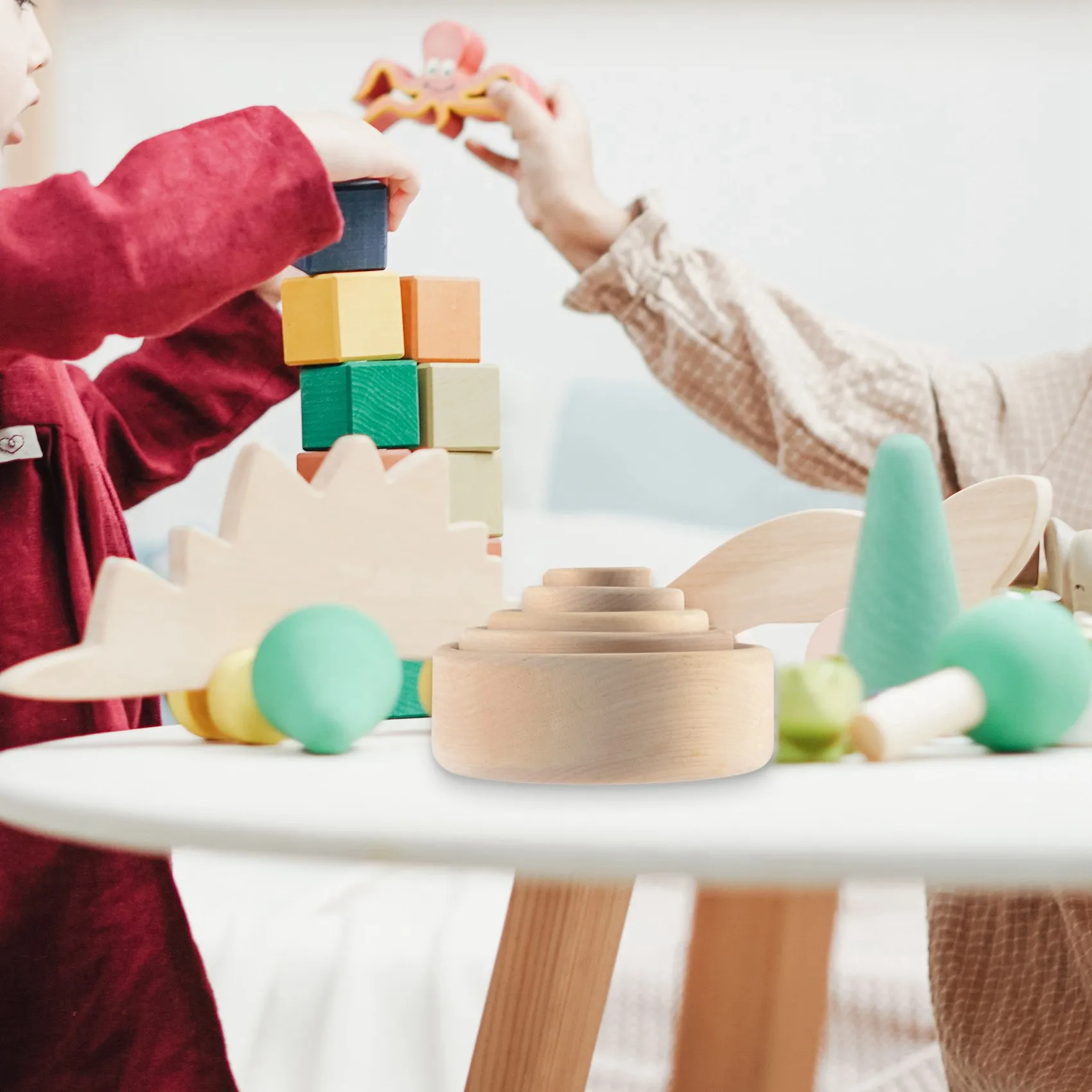 XX-Baby Wooden Building Blocks Stacking Cup Game Children's Creative Bowl Kids Early Educational Cognitive