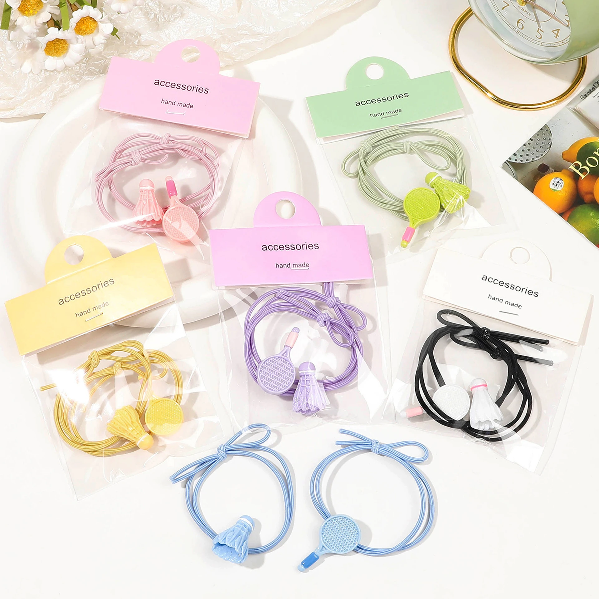 2 Stück Sport-Haargummi, hochelastisches Scrunchie, langlebiges Gummiband, Badmintonschläger, Kopfseil, Haar-Accessoires