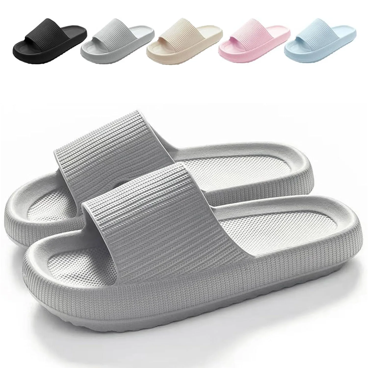 

Sliders Cloud Slippers Women Men，Non-Slip Mens Womens Slippers Cloud Sliders Soft Flip Flops with Thick Sole for Shower Bathroom