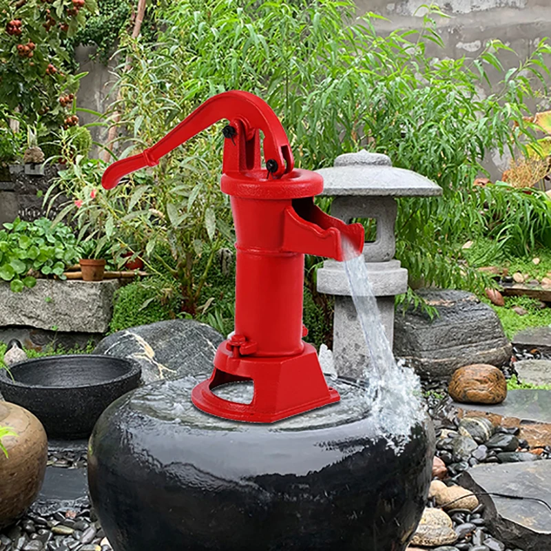 Iron Suction Pump Manual Water Jet Pump Domestic Well Hand Shake Suction Well Pump Groundwater for Home Garden Yard Lift 8 Meter