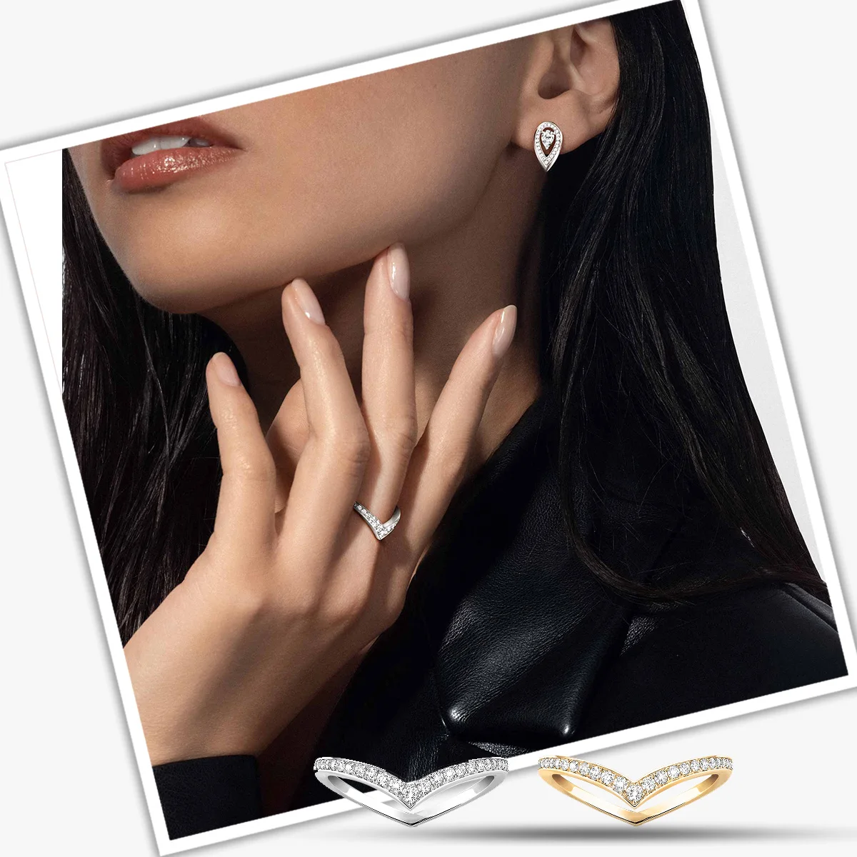 MXK 2025 Классическое и популярное женское V-образное кольцо Love Series Secret Set, яркое и очаровательное, подходит для повседневного ношения MXK 2025 Классическое и популярное женское V-образное кольцо Love Series Secret Set, яркое и очаровательное, подходит для повседневного ношения