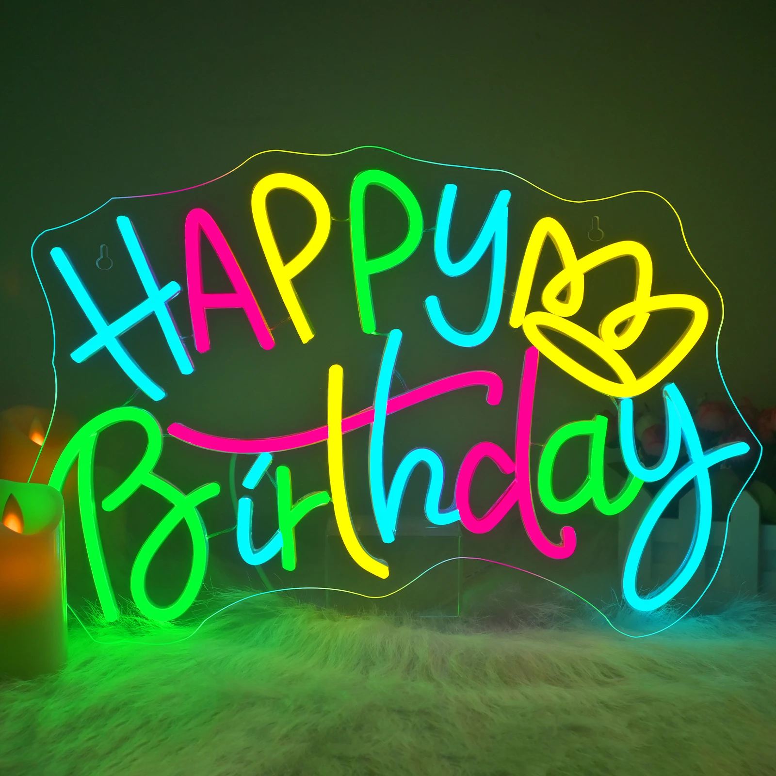 

Happy Birthday Neon Sign Birthday Partys Colorful Happy Birthday Light Up Sign Dimmable Switch For Wall Decor Party Decoration