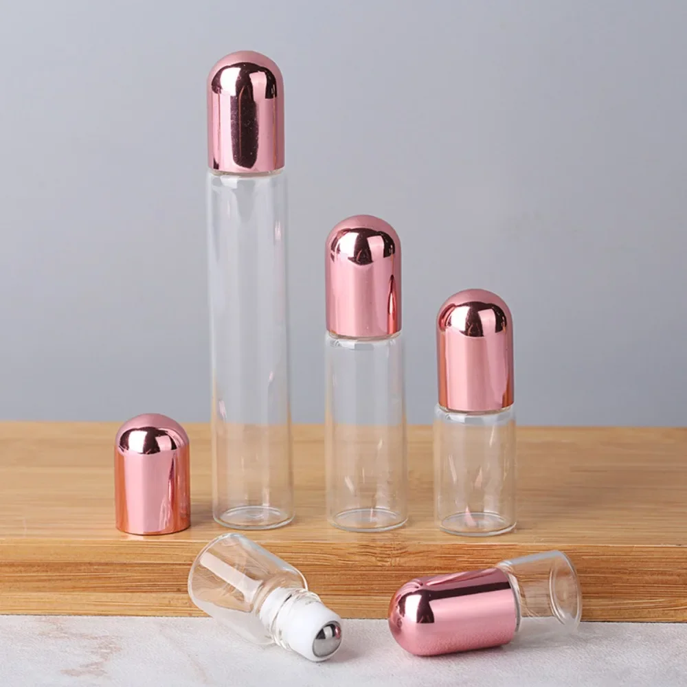 

50pcs 1/2/3/5/10ml Perfume Roller Bottle Essential Oil Rollerball Perfume Bottles Portable Dispensing Empty Glass Travel Bottle