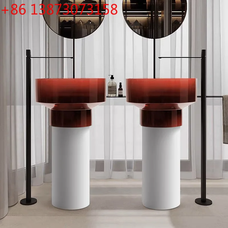 

Bathroom integrated floor-standing artificial stone column basin Hotel home desktop washbasin balcony outdoor art basin GN785TB