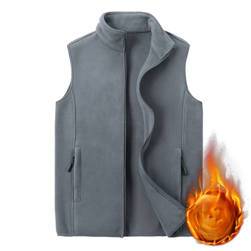 

2024 Men's Autumn Winter New Solid Color Cashmere Vest Men Polar Fleece Sleeveless Jacket Male Stand Collar Warm Waistcoats D702