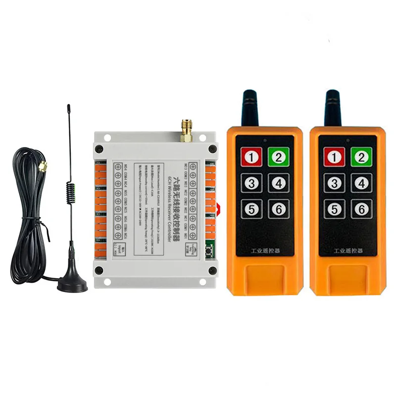 

433 МГц 2000 м промышленный DC 12 В 24 В 36 В 6CH RF беспроводной пульт дистанционного управления верхний дорожный кран система приемник присоски антенна
