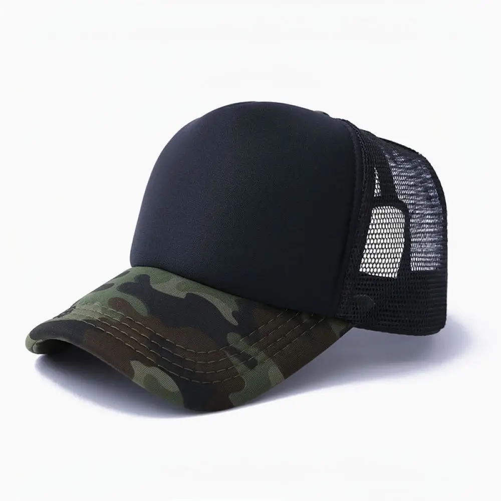 Fashion Camo Mesh Baseball Cap Summer Sun Protection Hat Adjustable Sponge Trucker Cap For Unisex Outdoor Sports Gear view 6