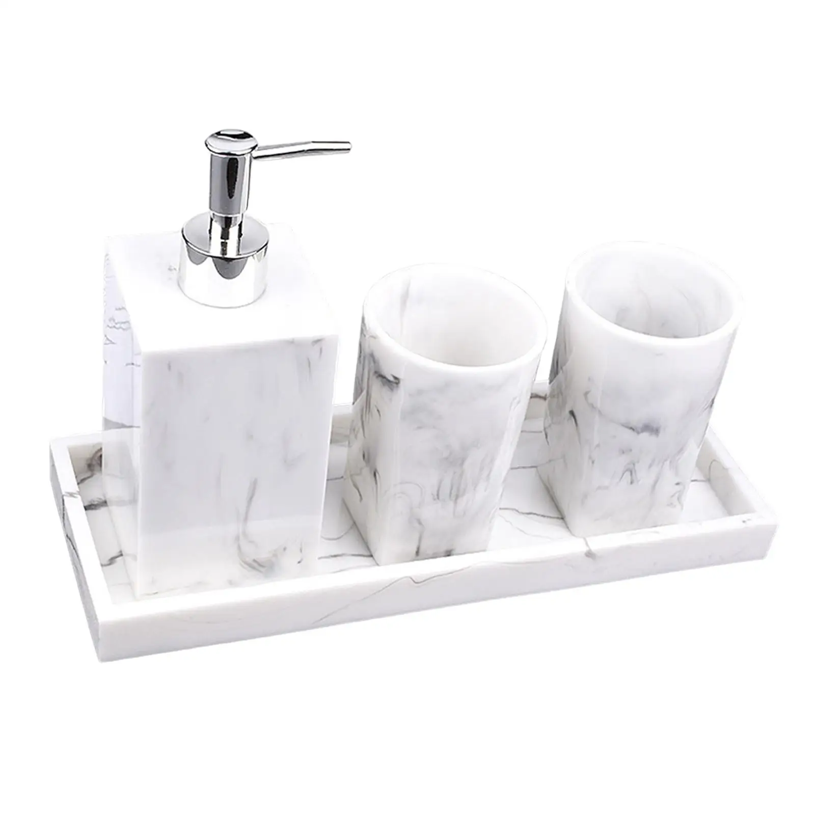 Bathroom Accessories Set Lotion Bottle Marble Texture Mouthwash Cup Essential
