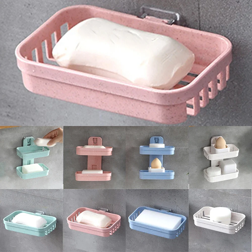 Plato de jabón para baño, soporte de almacenamiento, caja de jabón, bandeja de placa, drenaje, colgante de pared (sin accesorios incluidos), 1 ud.