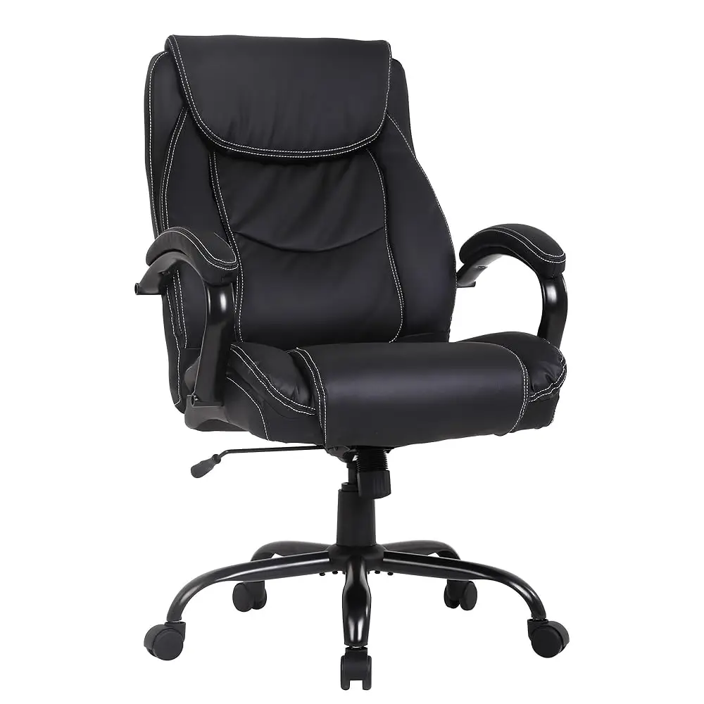 

Big And Tall Office Chair Desk Chair Computer Chair 500Lbs Wide Seat Adjustable Rolling Swivel Ergonomic Chair Pu Leather With