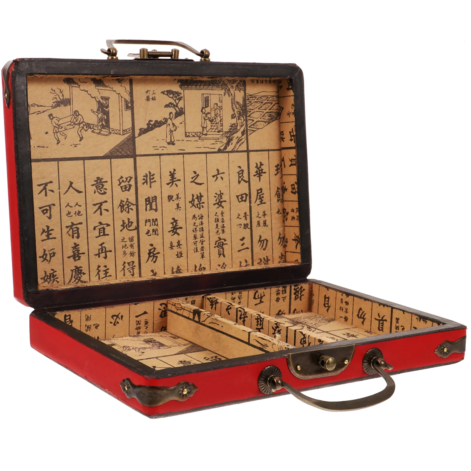 

Mahjong Box Vintage Wooden Container Gift Storage Rectangle Traditional Game Chinese 2027D Phoenix Lightweight
