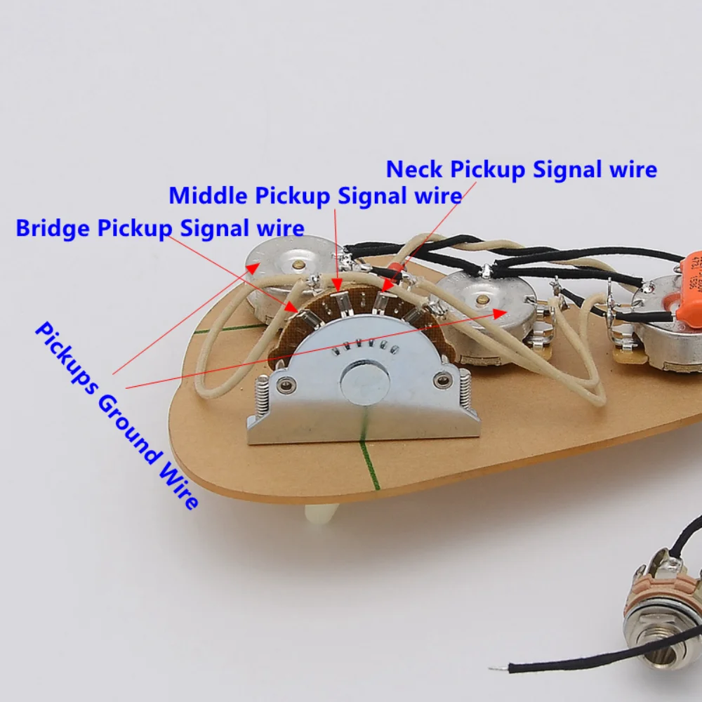 SSS Single Pickups  Loaded Pre-wired Electric Guitar Wiring Harness Prewired Kit ( 3x 250K Brass CTS Pots + 5-Way Switch )