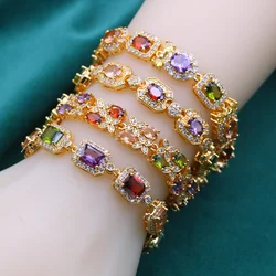 2024 New Retro style Multicolor zirconia bracelet, 18K golden-plated, elegant daily wear and gift giving, Christmas Gift