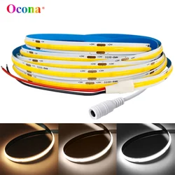 Bande lumineuse LED COB pour décoration de chambre, ruban d'éclairage, blanc chaud et froid, intensité variable, bricolage, 5m, 10m, 8mm, DC 24V, 320LED, m, haute location, linéaire