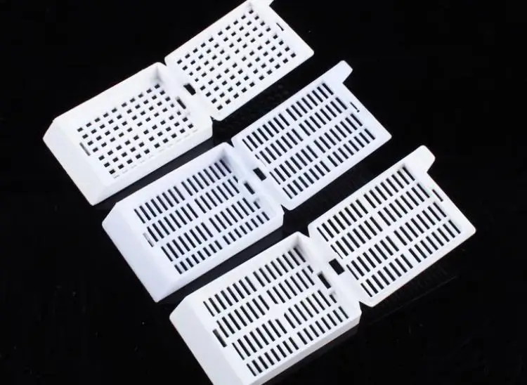 Shi Tai, tissue embedding box 250 pcs/box, long strip, with removable section cover, white P.O.M material