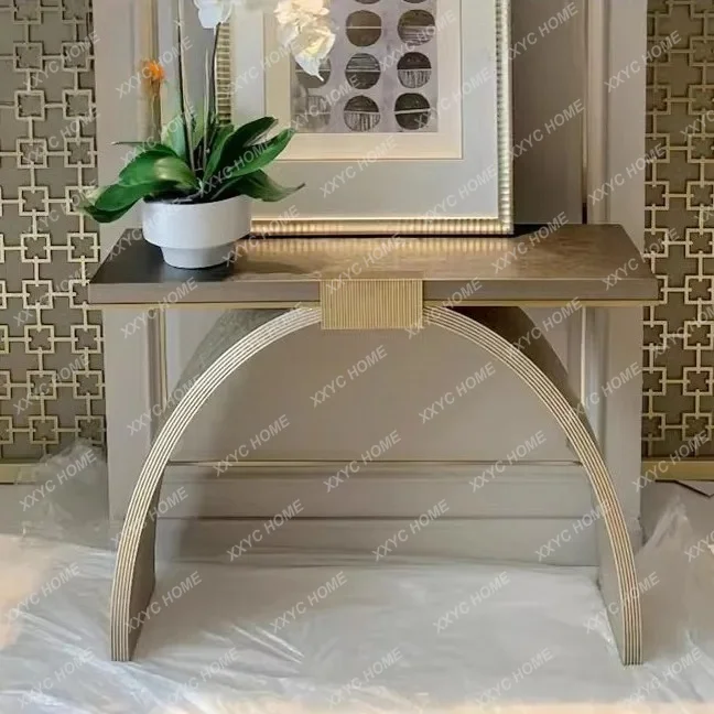 XXHot sales  light luxury entrance cabinet Neoclassical solid wood entrance foyer decorative entrance platform