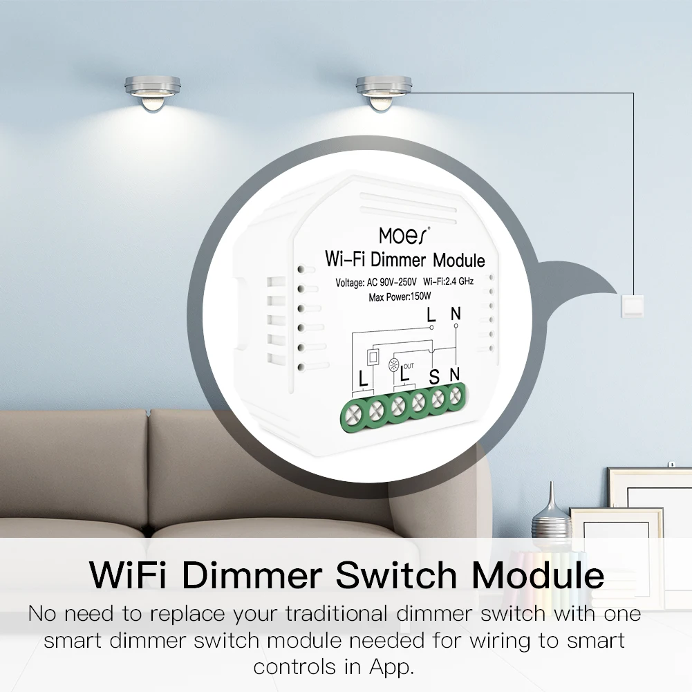 Moes Interrupteur Wifi Intelligent ZigBee, Variateur de Rideau, Commande Vocale Alexa Google Home, Application Smart Life