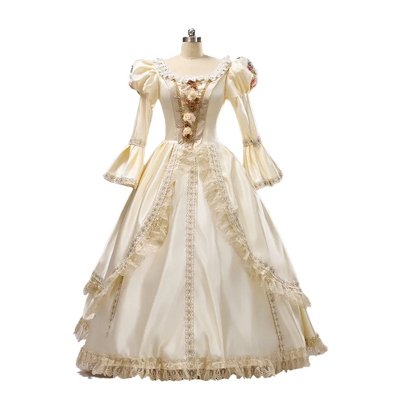 الشمبانيا بأكمام طويلة فستان عتيق من القرون الوسطى نموذج المنصة فستان تنكر الصيف Vestidos Para Gradatia أنيقة الأحداث