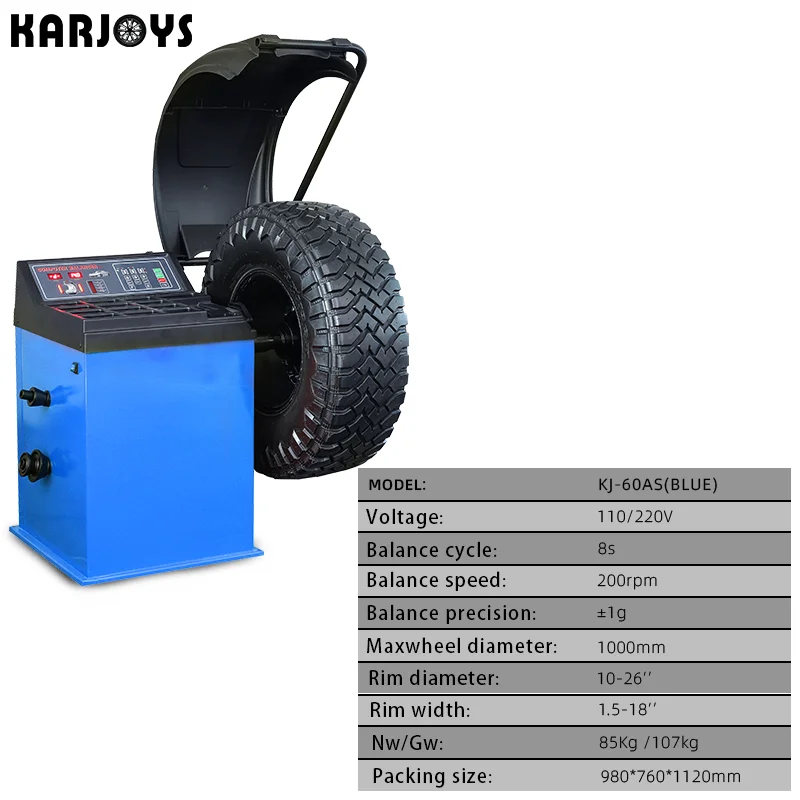 Semi-automatic Blue Tire Removal Machine Combo 0.25kw Smart Wheel Balancer With Good Price
