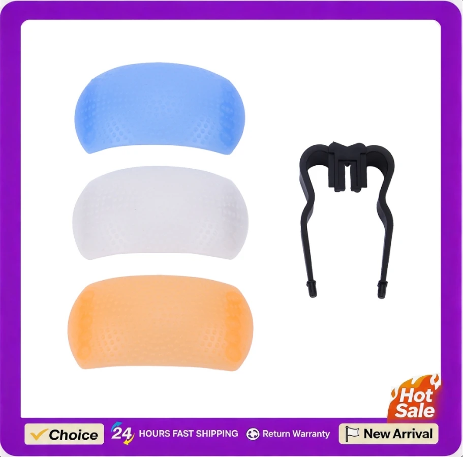 3 Kleuren 3-in-1 Pop-up Flitsdiffusorhoes Blauw/Wit/Oranje Flits Diffusorhoes voor DSLR SLR Camera's Diffusorhoes