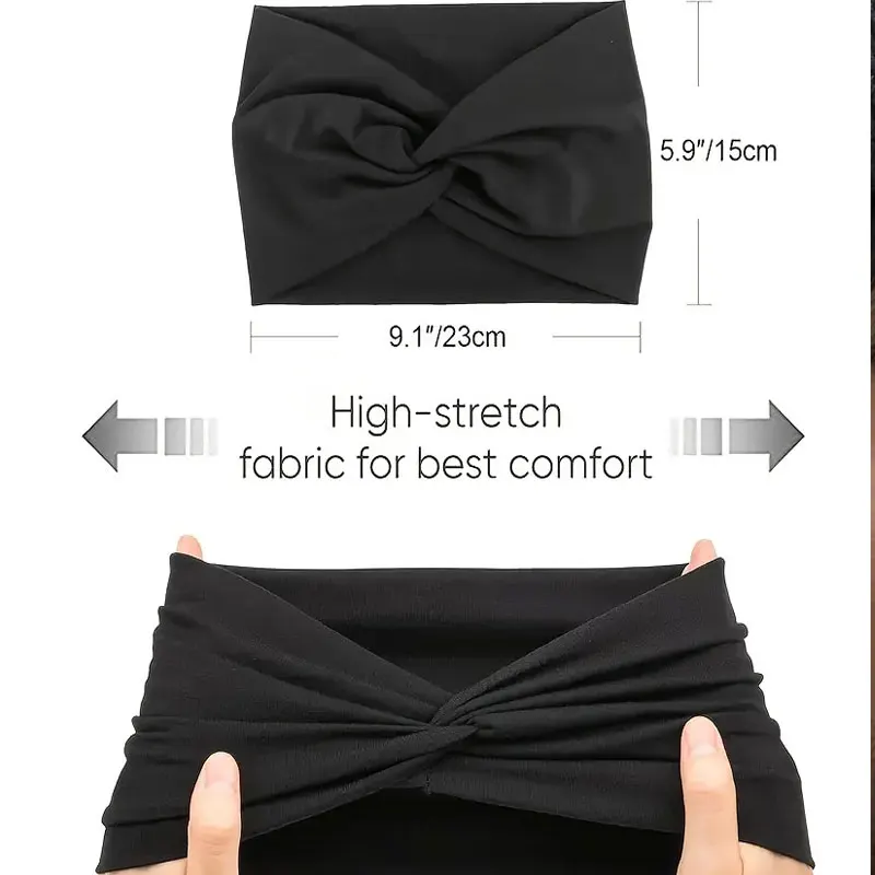 

1PCS Women's Extra-Wide Hair Band, Leopard Print Cross Wide Elastic Hair Accessory Sport Workout Stretch Non-slip Big Hairbands