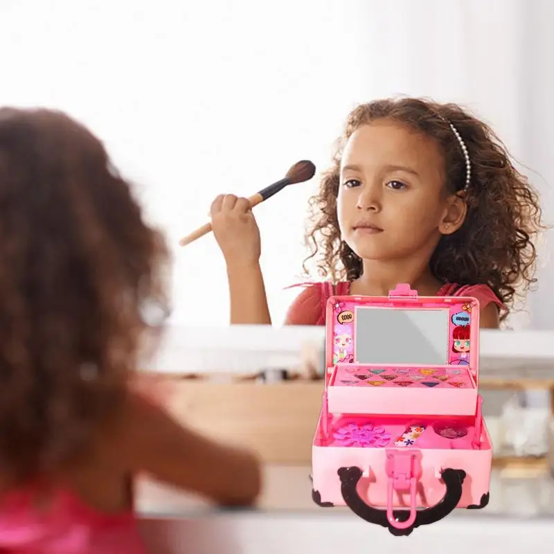 Kit per il trucco reale per bambini Kit per il trucco per ragazze reali Set per giochi di finzione per ragazze Giochi per bambini Giocattoli per il trucco Set per cosmetici di bellezza con cosmetici