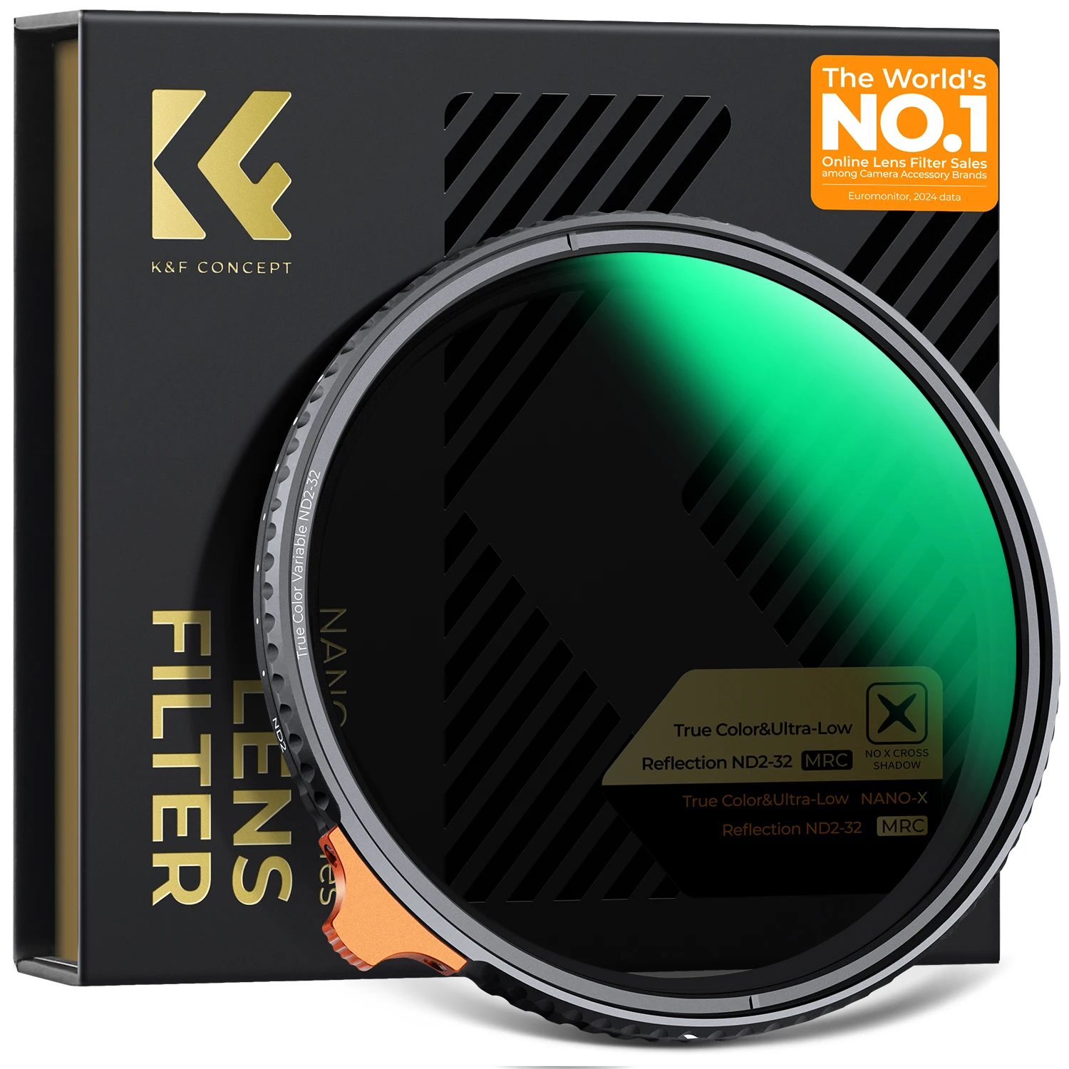 

K&F CONCEPT 49-82mm True Color & Ultra Low Reflectivity ND2-32 (1-5 Stops) Variable Neutral Density ND Lens Filter Nano-X Series