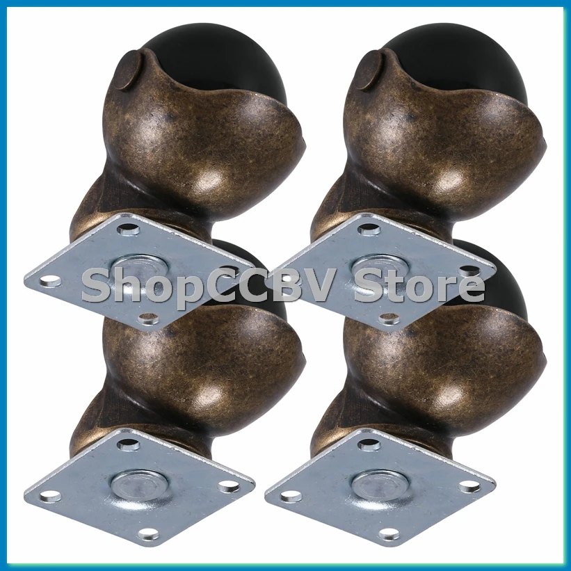 

[4 Pack] Swivel Top Plate Hooded Ball Caster Wheels Antique Bronze (1.5-inch No Brake)-ABRM