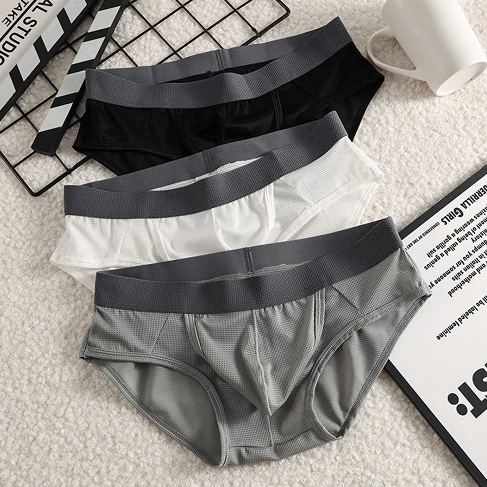 Men Ice Silk Briefs Open Bulge Pouch Underpants Underwear Breathable Lingerie Teenage Breathable Underpants Young Underwear Boys - Image 6