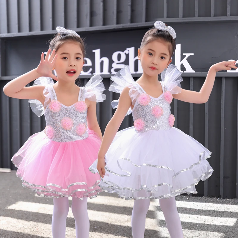 Children's Dance Stage Costume for Girls Modern Kids Jazz Dance Costumes Sequin Clothes for Salsa Contemporary Dance Costumes