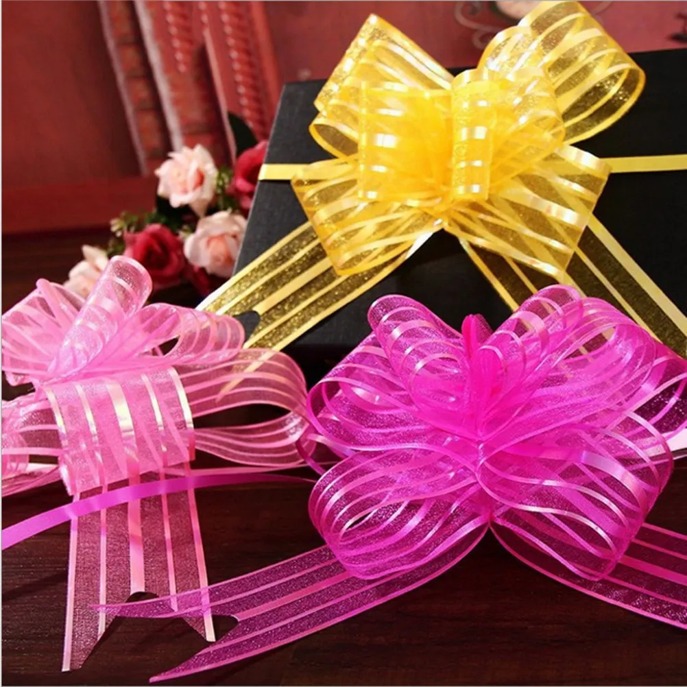 12Pcs Super Value Pull Bows Wedding Gift Decoration Instant Bow Ribbons for Candy Boxes Flower Bunches Favor Bags Home Decor