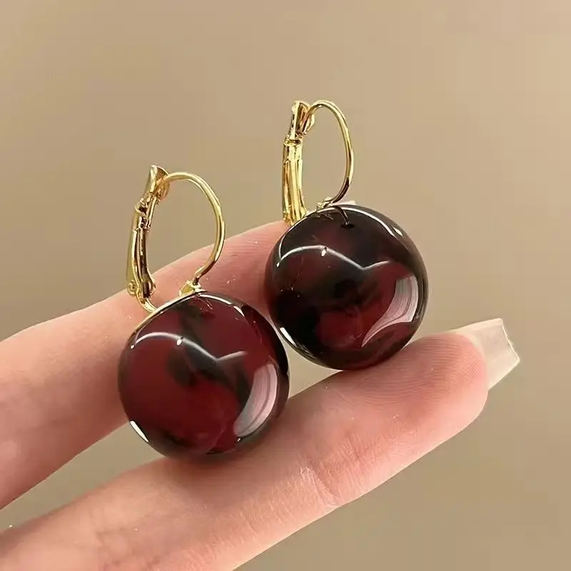 Smooth Leopard Round Bead Earrings for Women Vintage Geometric Earrings Minimalist Female Party Ear Accessories Wholesale