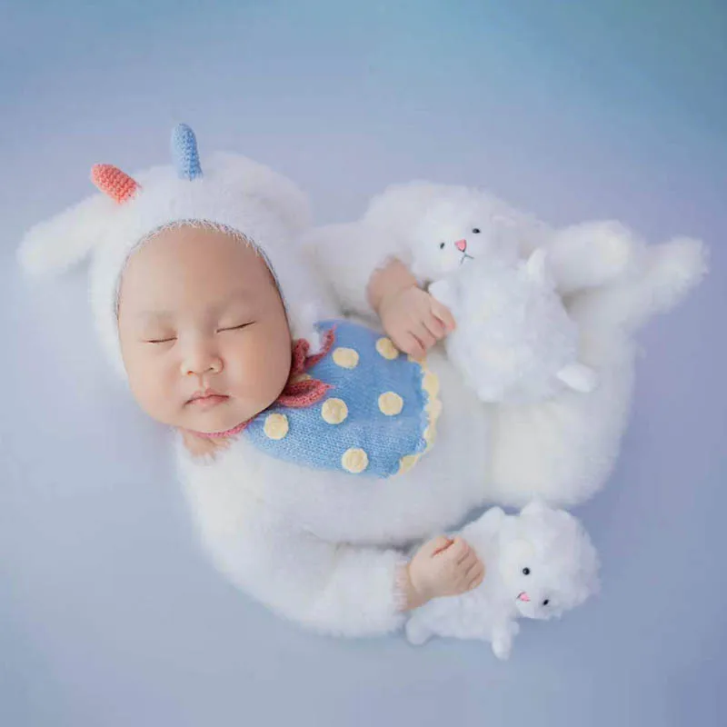 Baby Photography Costume Cute Mohair Jumpsuit Set Baby Boys Girls Posing Animals Dolls Studio Newborn Photo Shooting Accessories
