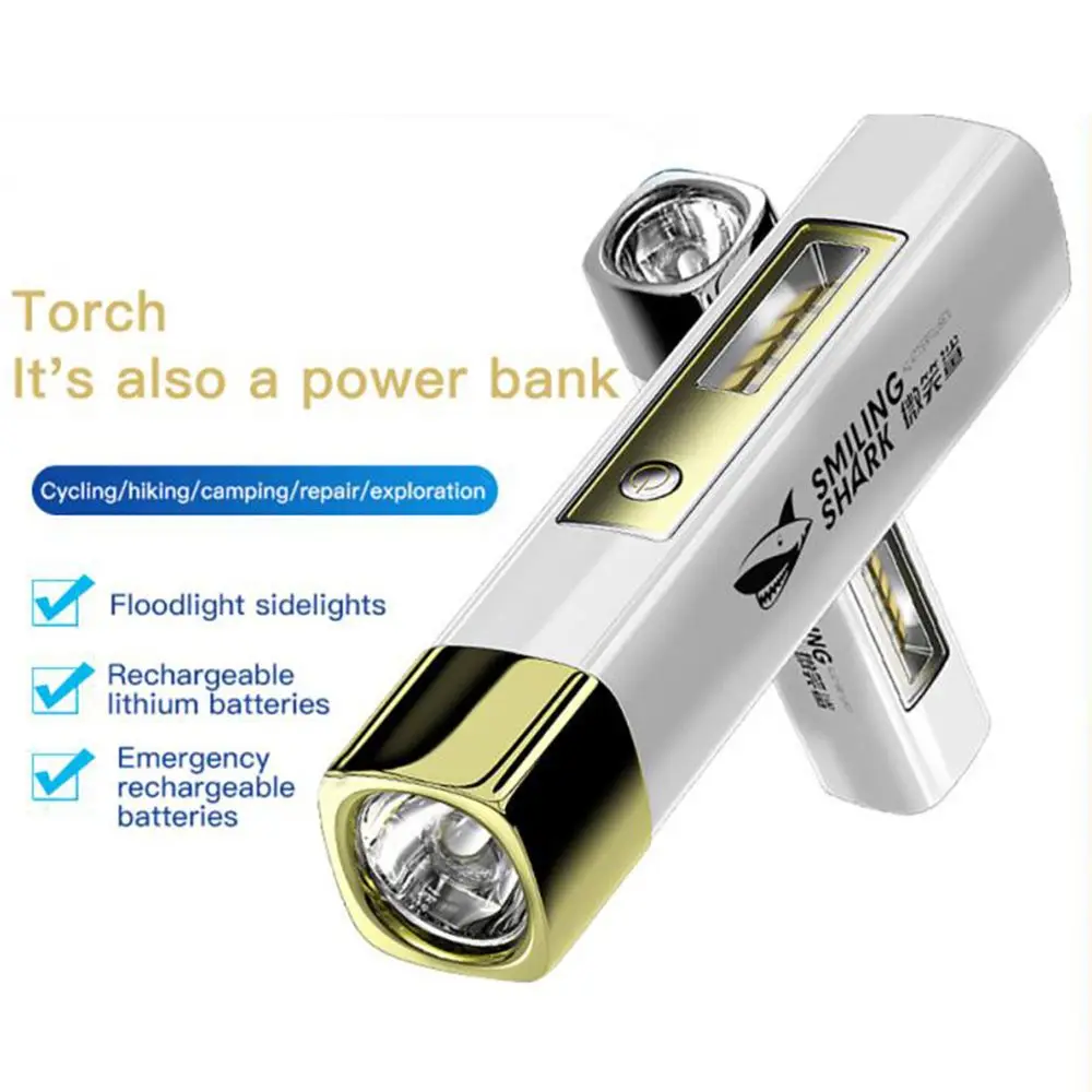 Outdoor USB Rechargeable Waterproof Ultra Bright Torch Powerful Flashlight Power Bank Flashlight Portable