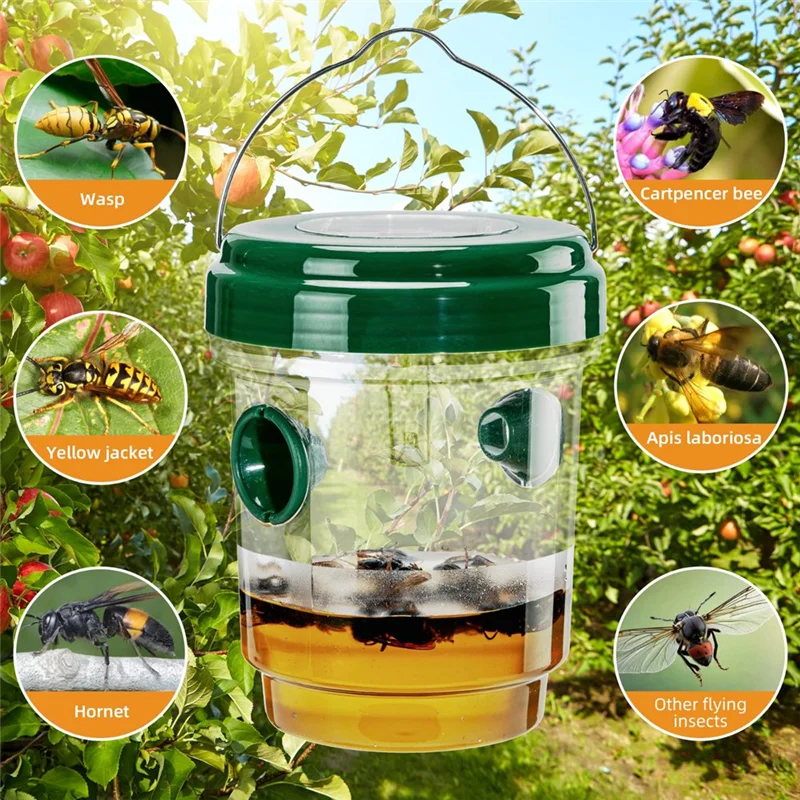 

AFOURT-4 Pack Wasp Traps Outdoor Hanging Solar Powered Wasp Traps Outdoor Hanging Carpenter Bee Traps For Outside