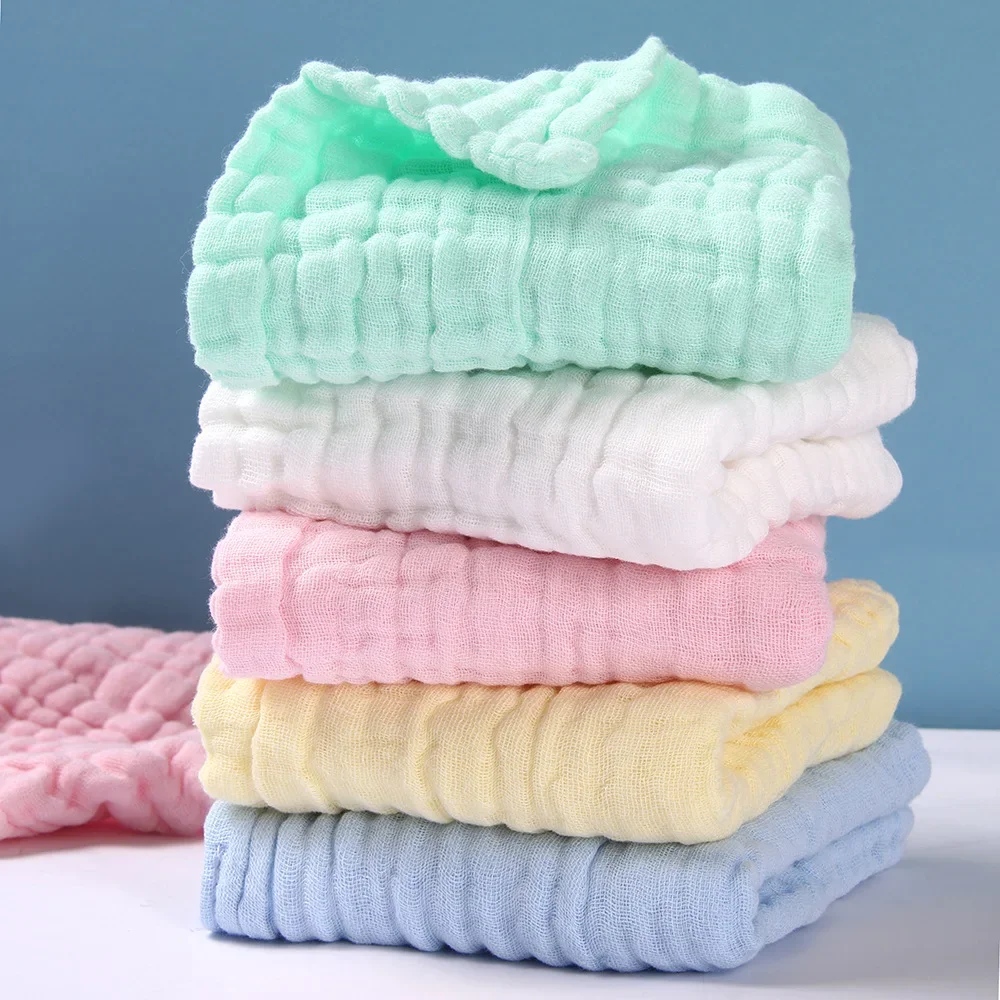 Baby Bib 10pcs Cotton 6 Layers Solid Square Saliva Towel 24*24cm Size Soft Absorbent Feeding Accesorios For Babies