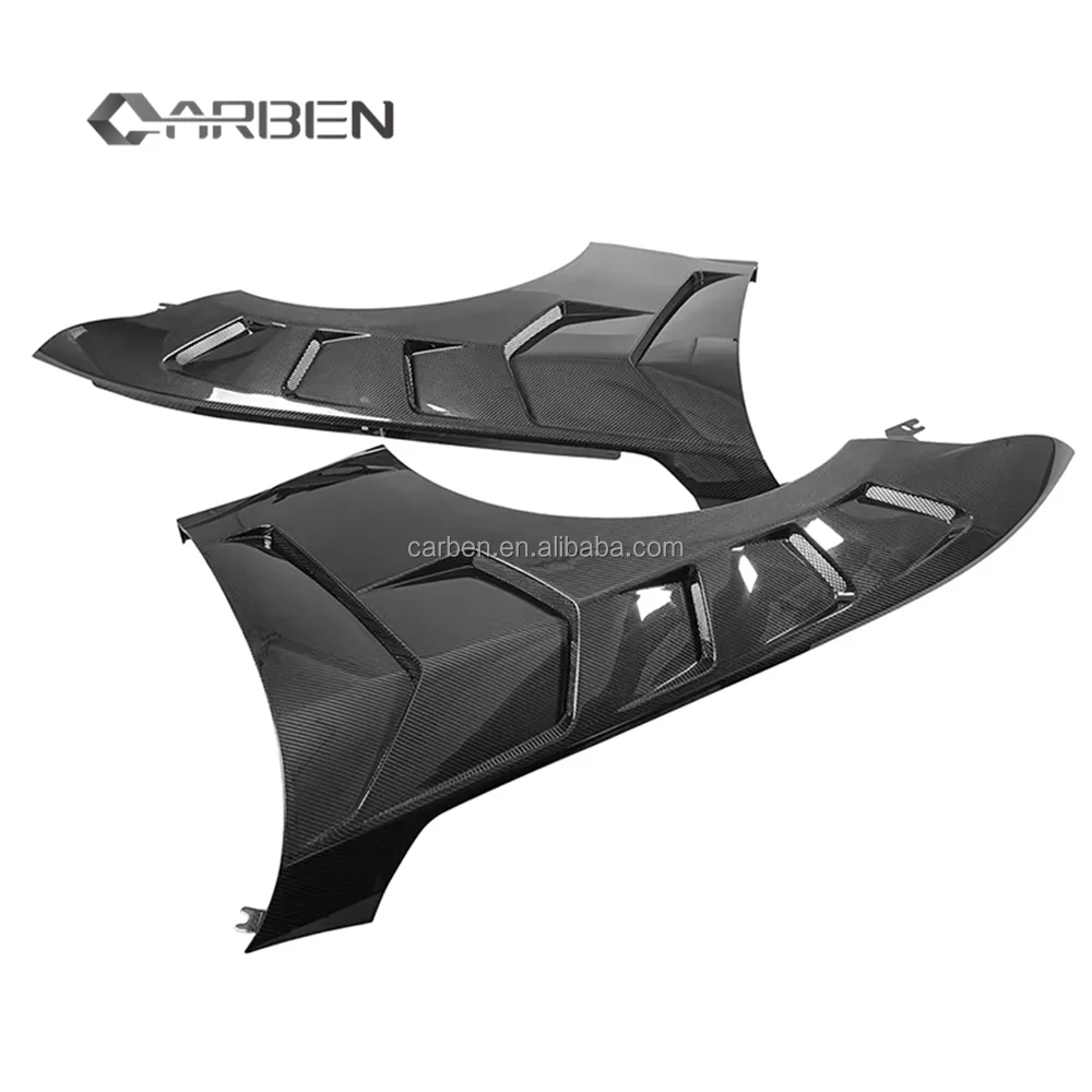 

High Quality Dry Carbon Fiber Front Fender for 2021-2023 for Mustang Vented Design Front Wing Body Kit Carbon Black Upgrade