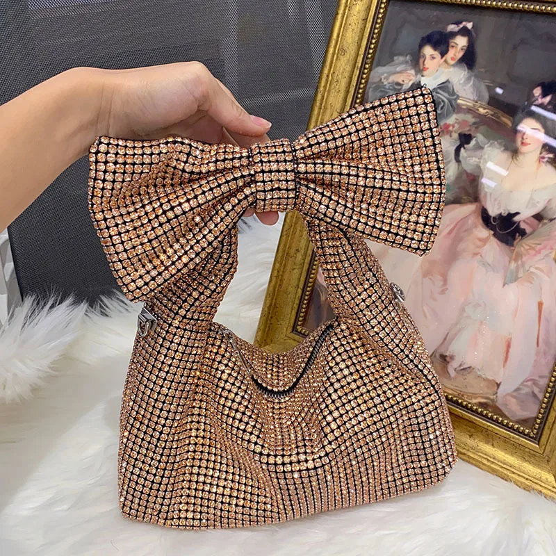 

Тенденция банта с блестящими бриллиантами и стразами, сумка для подмышек, темперамент знаменитостей, сумка на плечо