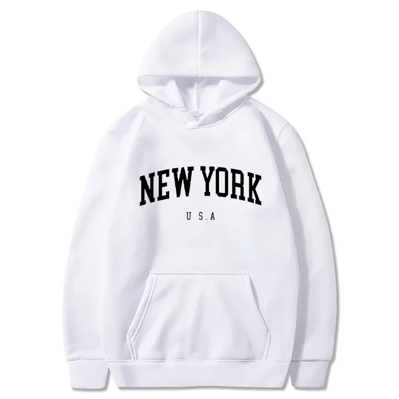 US Men and Women City Hoodies,Letter Printed Graphic Sweatshirts,Loose Casual Pullover,Harajuku Hooded Sportwear,New