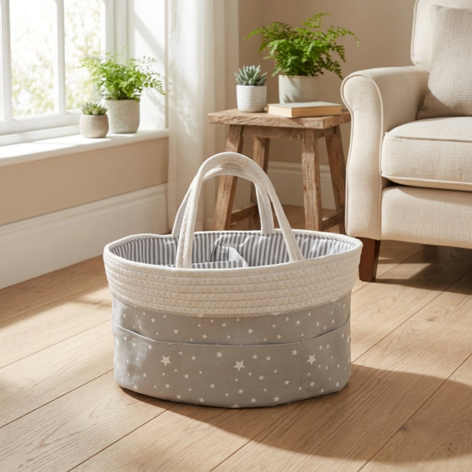 diaper-organizer-with-handles-portable-woven-basket-with-inner-fabric-nursery-organizer-roomy-for-parents
