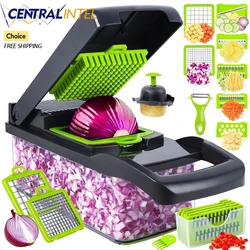 Vegetable Chopper Veggie Chopp 14/16in1 Food Chopper Kitchen Gadgets Slicer Dicer Cutter Carrot Garlic Chopper with Container