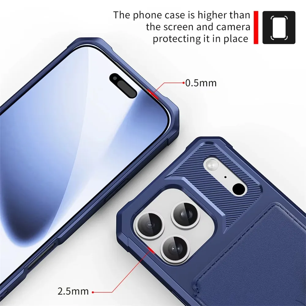 Wallet Phone Case Card Holder for Apple IPhone 17 Air 16E 16 15 14 Plus 13 12 Pro Max Hybrid Rubber Bumper Back Flip Cover view 2