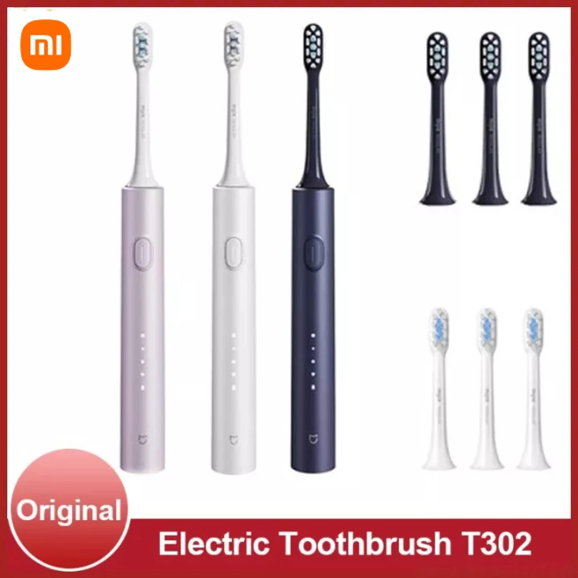 XIAOMI Mijia Sonic Electric Toothbrush T302 3colors 4 Brush Heads IPX8 Water Proof 360° Wireless Charging 4 Modes Cleaning Teeth