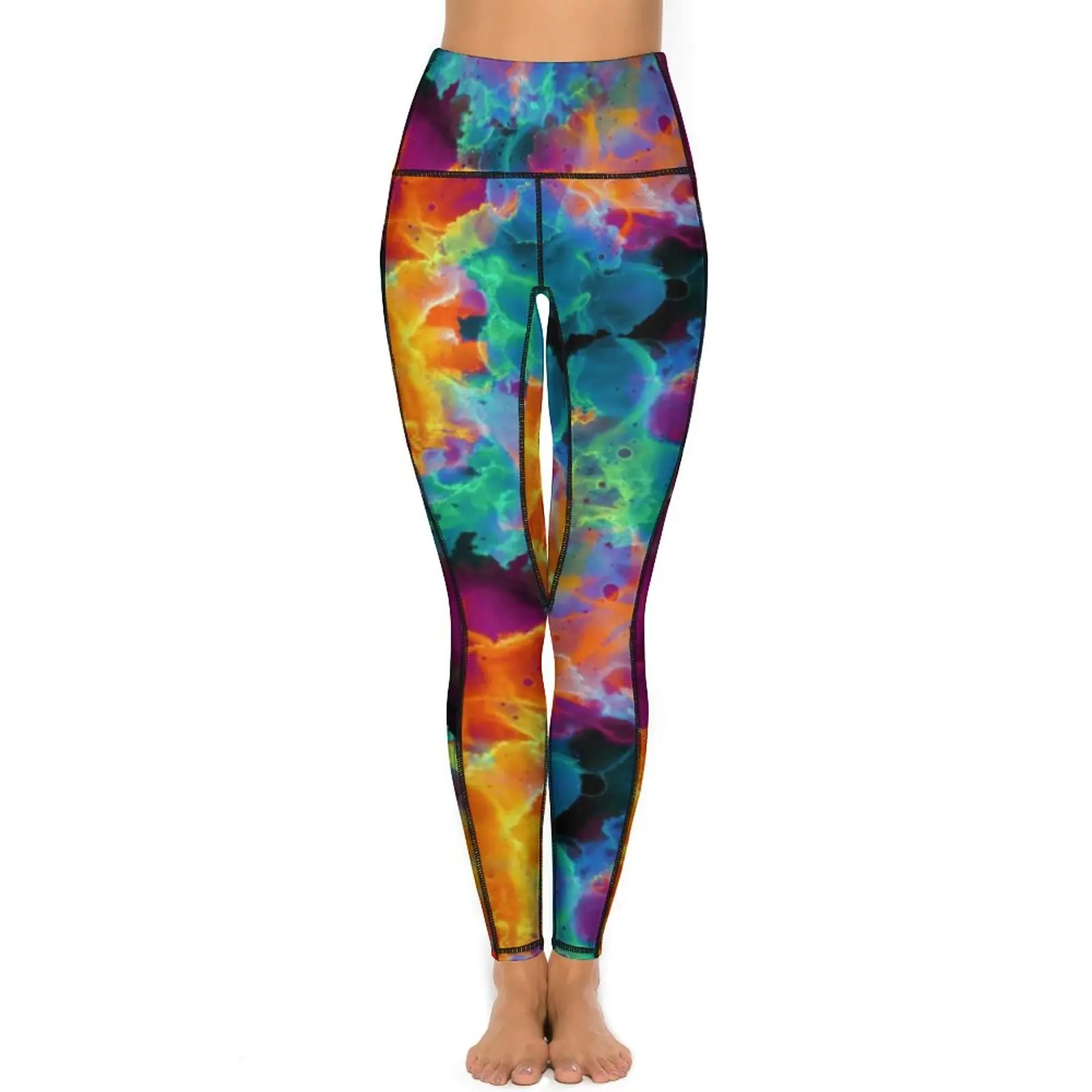 Watercolor Neon Paint Leggings Abstract Art Print Gym Yoga Pants Women Push Up Retro Leggins Sexy Quick-Dry Sports Tights