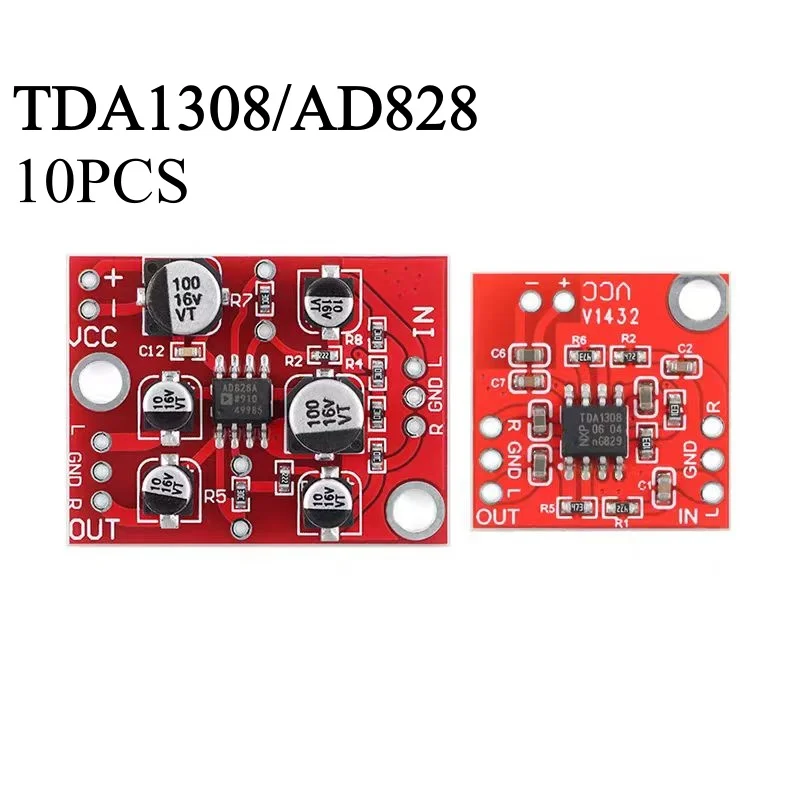 10PCS TDA1308/AD828 Class AB Stereo Headphone Driver Module Preamp Audio Amplifier Module