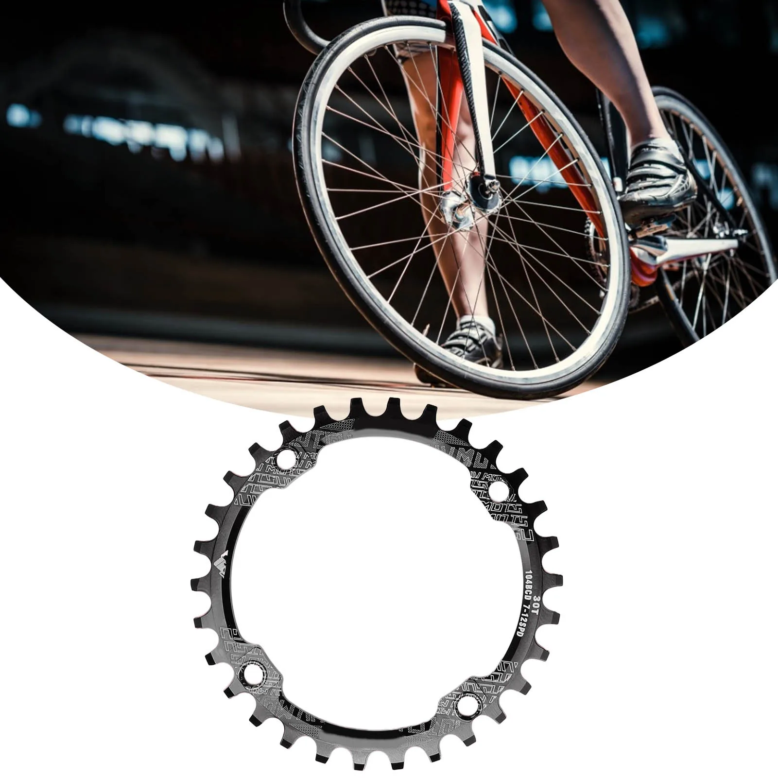 ZK30 104BCD Single Speed Chainring Aluminum Alloy 30T Chainring Crank Accessories for Mountain BikeBlack