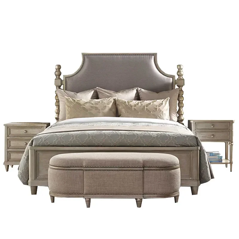 Master bedroom wedding room, retro princess, gold pillar bed furniture