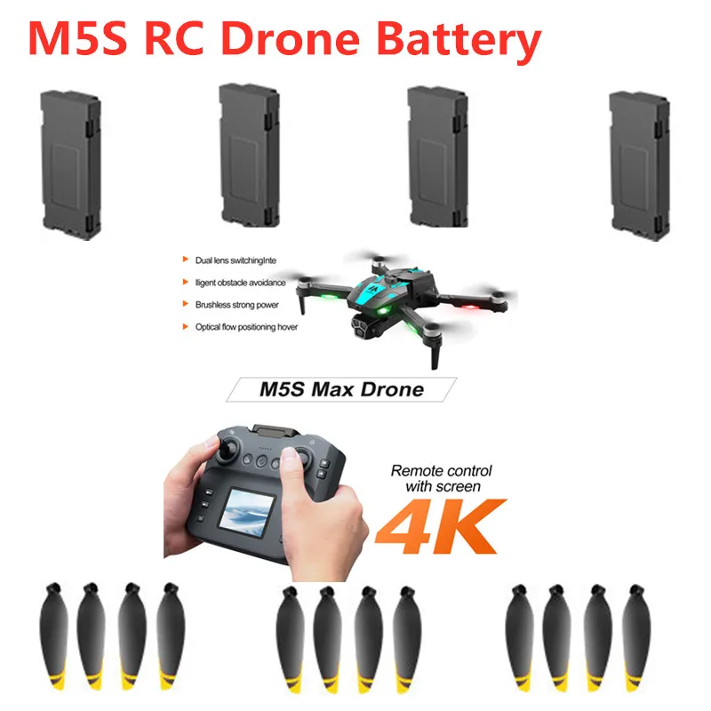 M5S Drone Battery Propeller M5S MAX RC Drone Original Accessories M5S RC Dron 3.7V 1800MAH battery Blades M5SMAX Drone Battery