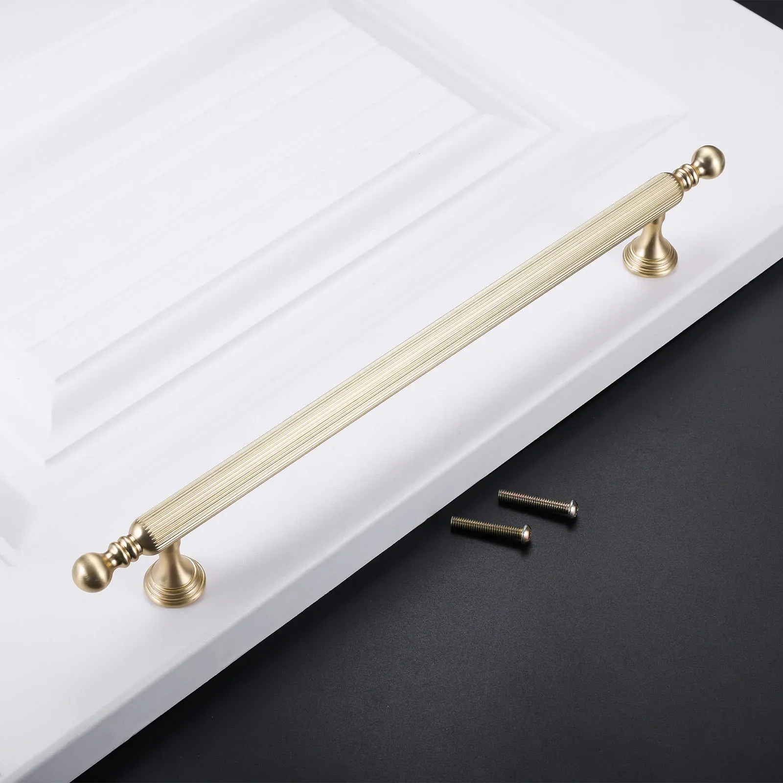 Furniture Handle French Cabinet Door Handles Light Luxury Gold Vertical Grain Drawer Pulls Cabinet Handle Available Four Sizes