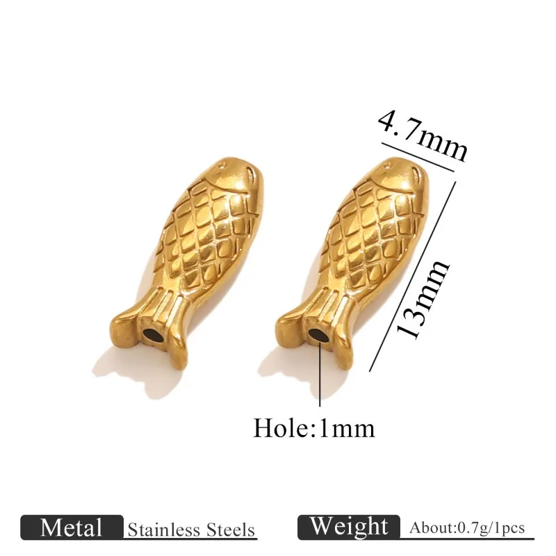 Cute Gold Color Stainless Steel Koi Fish Tube Beads for Jewelry Making Necklaces Bracelet DIY Materials Spacer Beads Accessories view 6